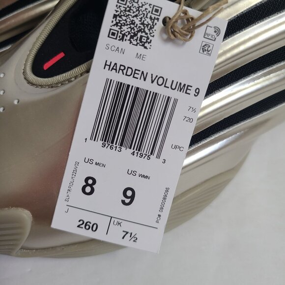 NEW Adidas Harden Vol. 9 Basketball Shoes JR2506 Size 8 Cyber Metallic main image 5